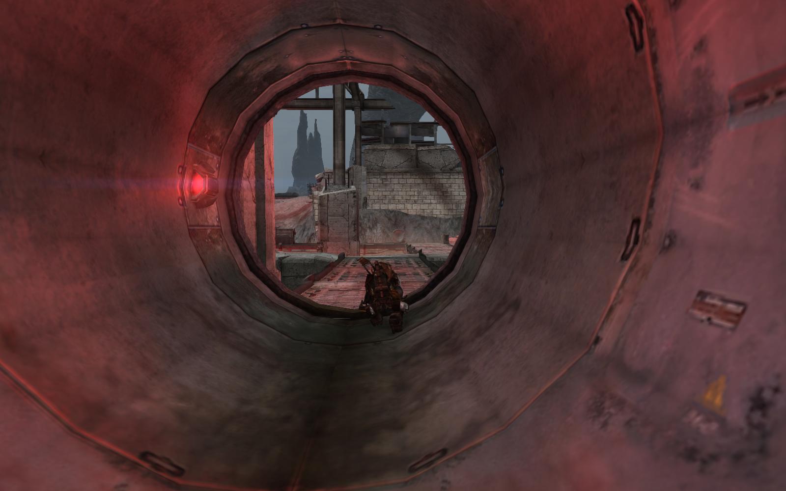 Player route through circular tunnel