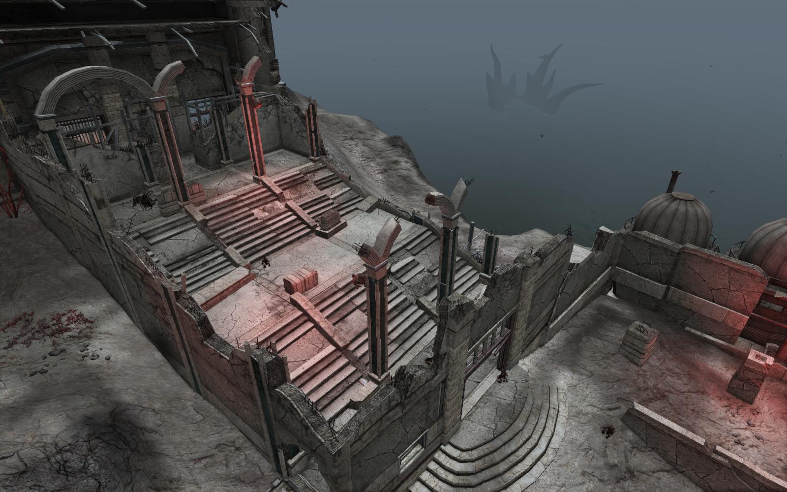 Tiered combat courtyard
