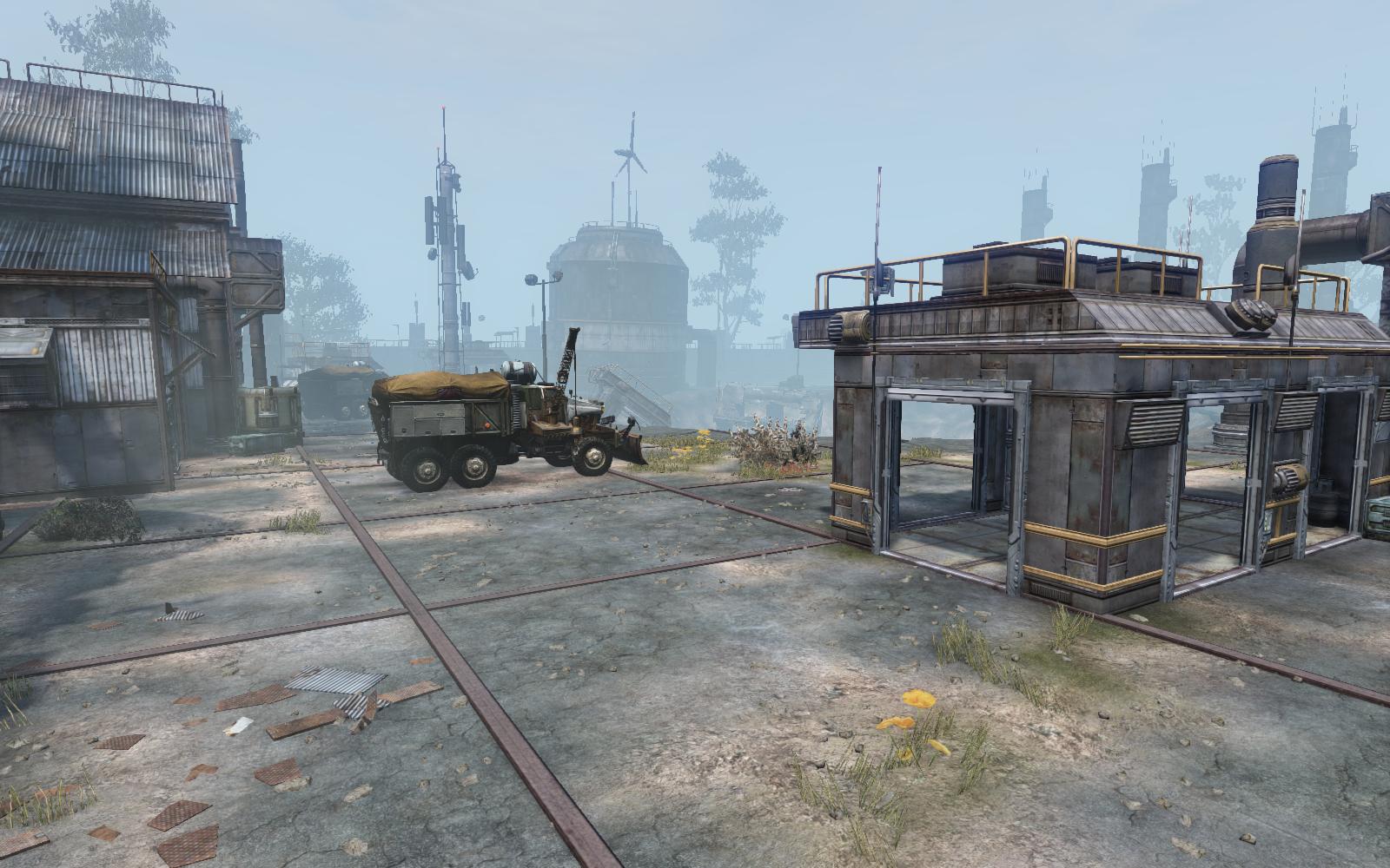 Vehicle route between buildings