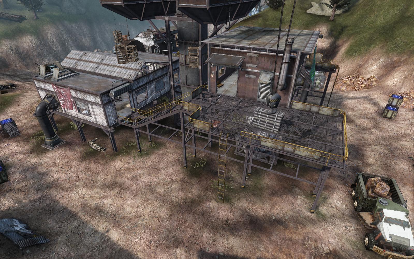 Raised walkways around outpost
