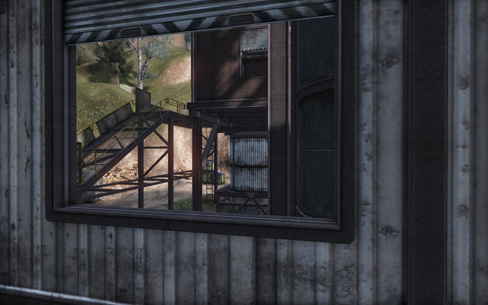 Window view across traversal route