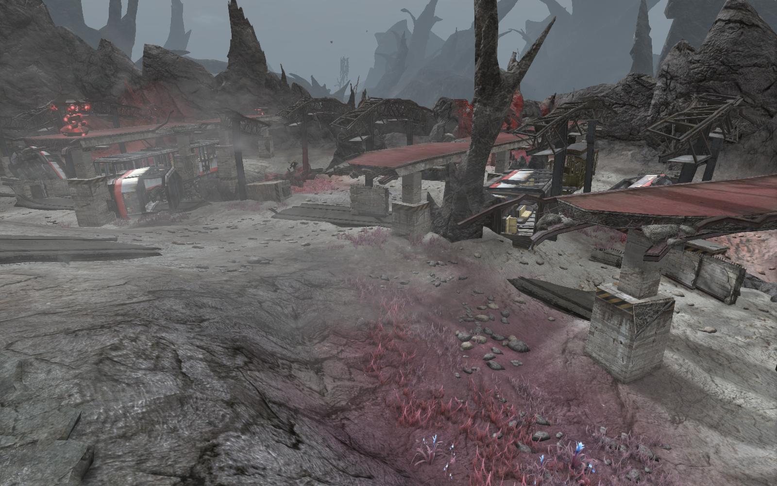 Ground-level collapsed rail environment